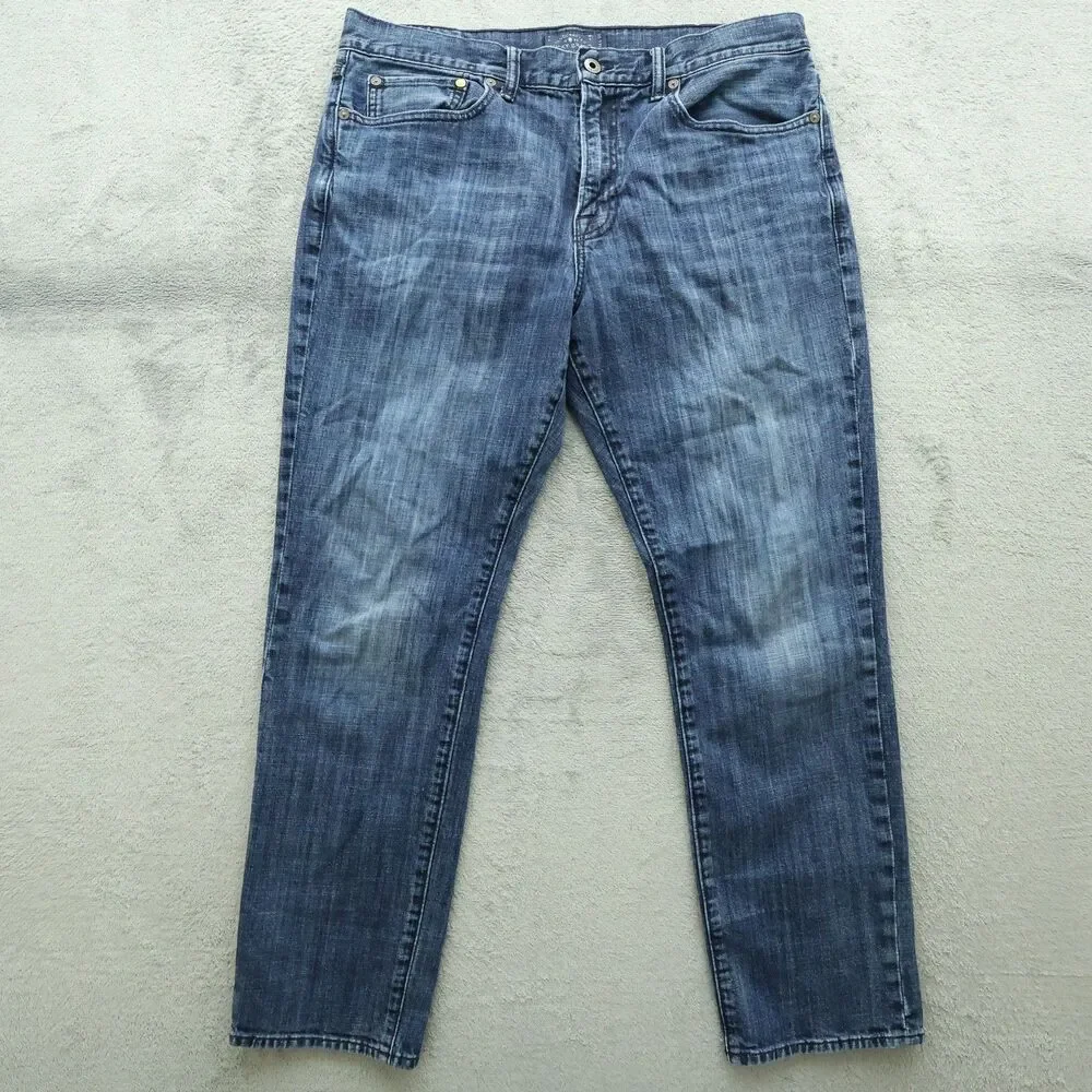 Lucky Brand Jeans Mens Size 34x30 Blue 121 Slim Straight Stone Wash Timeworn